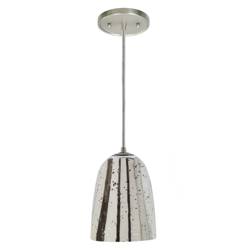 JVI Designs 1300-17 G4-AM One light grand central Pendant pewter finish 6" Wide, antique mercury mouth blown glass ramona shade